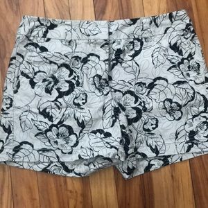 Loft beige with black floral printed shorts size 2